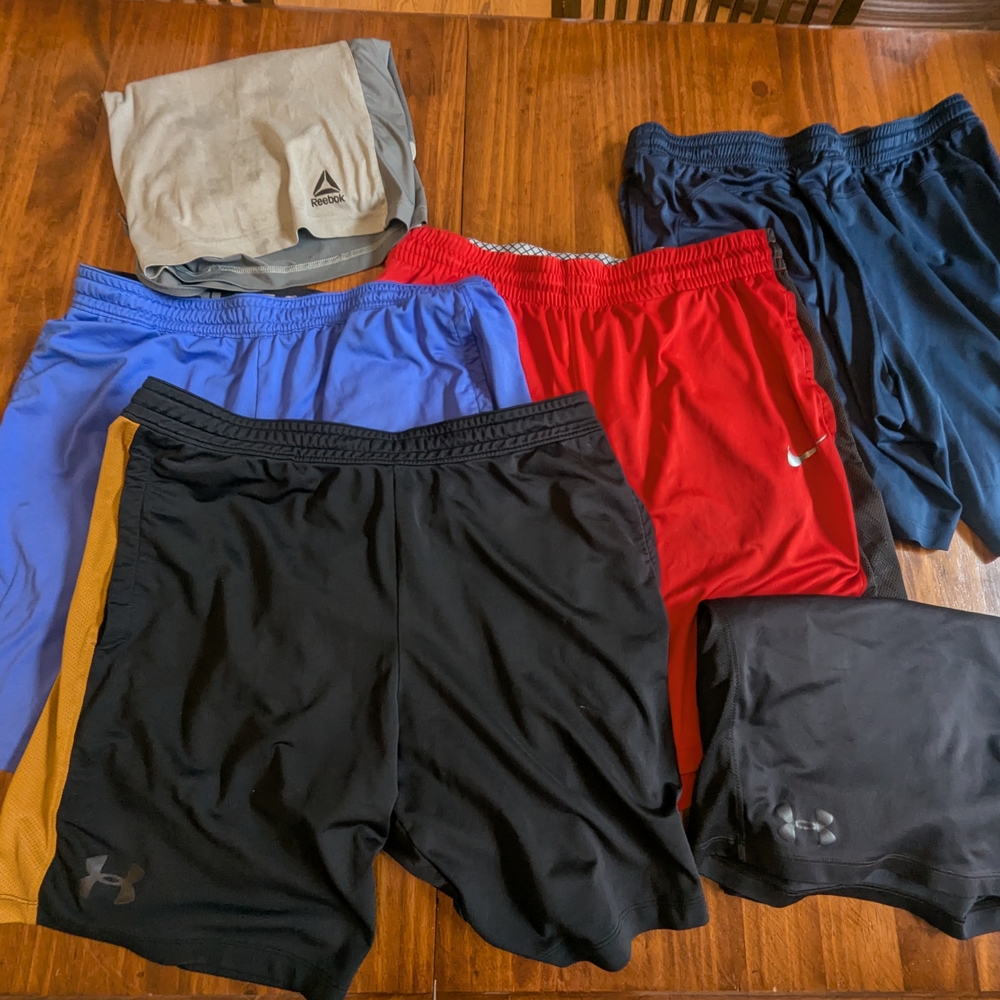 Bundle Lot Of 6 Size XL Athletic Shorts: Nike, Under Armour, Reebok